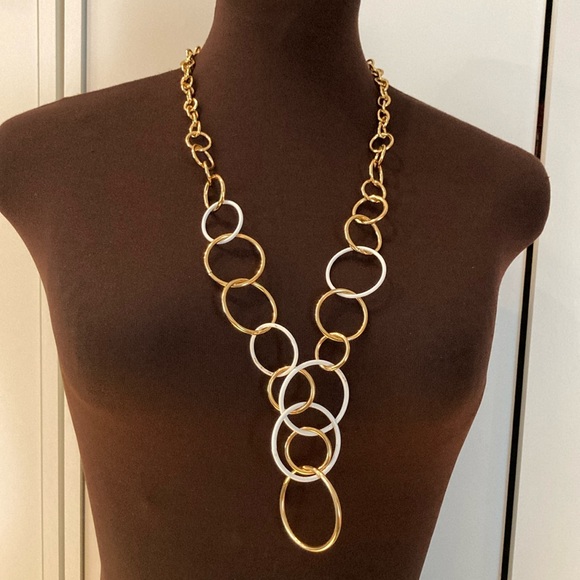 Kate Spade long Intertwined circle gold white necklace - Picture 2 of 15